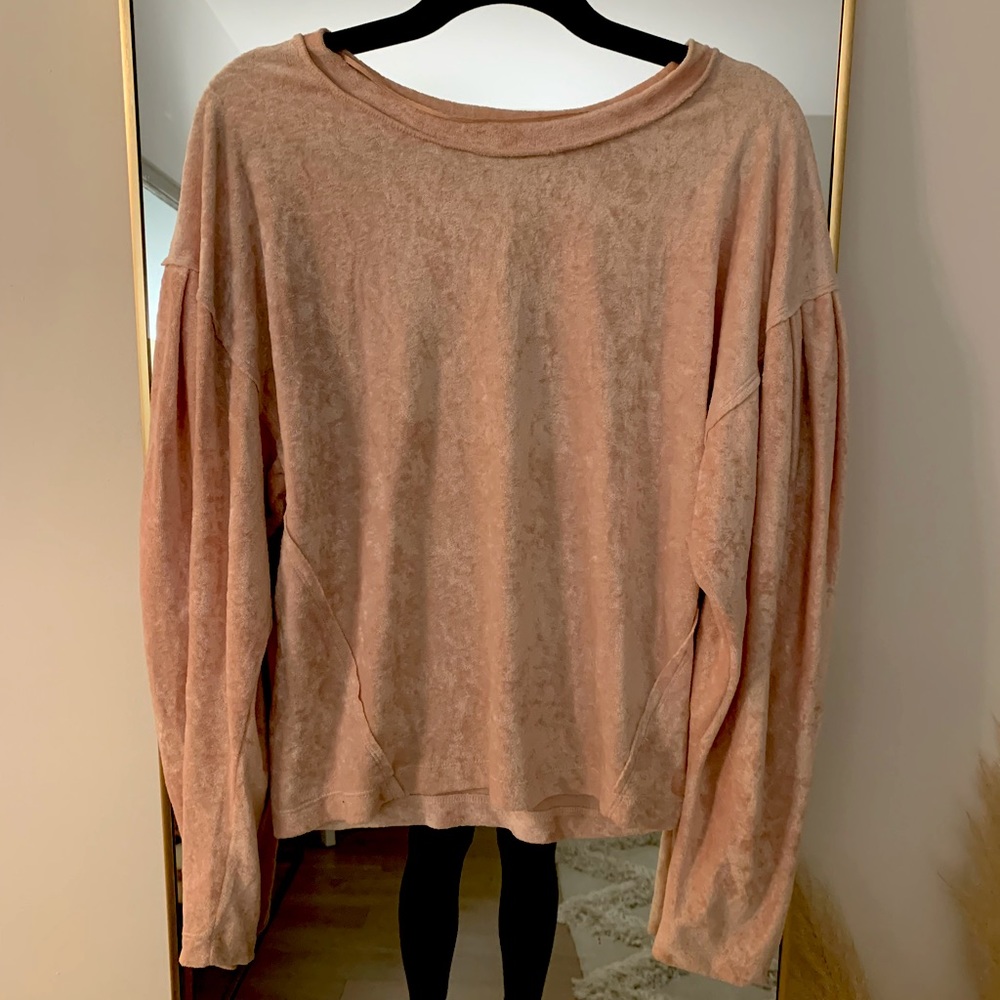 Pink Velour Free People Sweater
